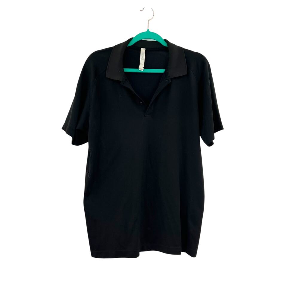 Lululemon Mens Metal Vent Tech Polo Short Sleeve Shirt Black Size‎ Large